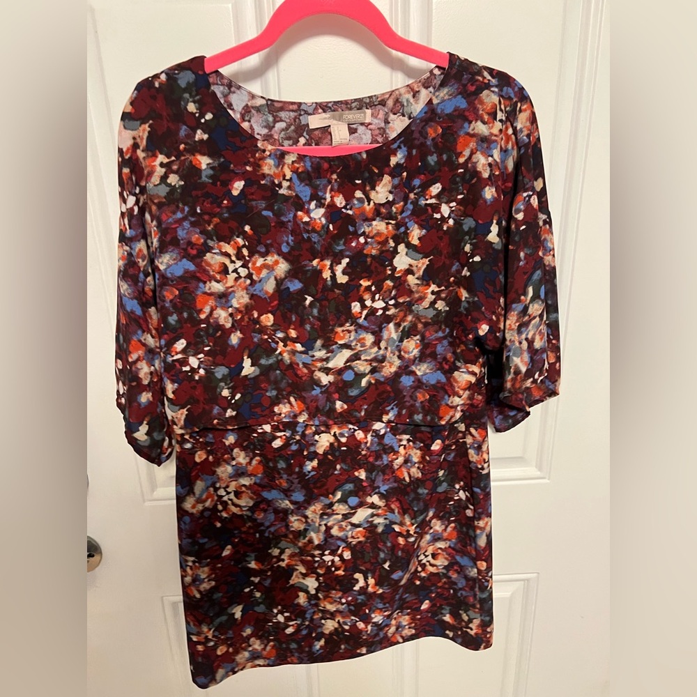 Forever 21 Abstract Print Blouse - Red, Blue, White